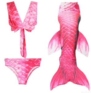Cheap Mermaid Tail for Kids Swimmable Swimsuit Bikini Mermaid 3 Pieces Bikini Bathing Set G Children Summer Swimming Dress