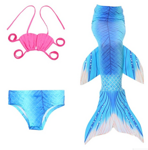 Cheap Mermaid Tail for Kids Swimmable Swimsuit Bikini Mermaid 3 Pieces Bikini Bathing Set H Children Summer Swimming Dress