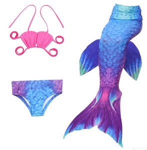 Cheap Mermaid Tail for Kids Swimmable Swimsuit Bikini Mermaid 3 Pieces Bikini Bathing Set I Children Summer Swimming Dress