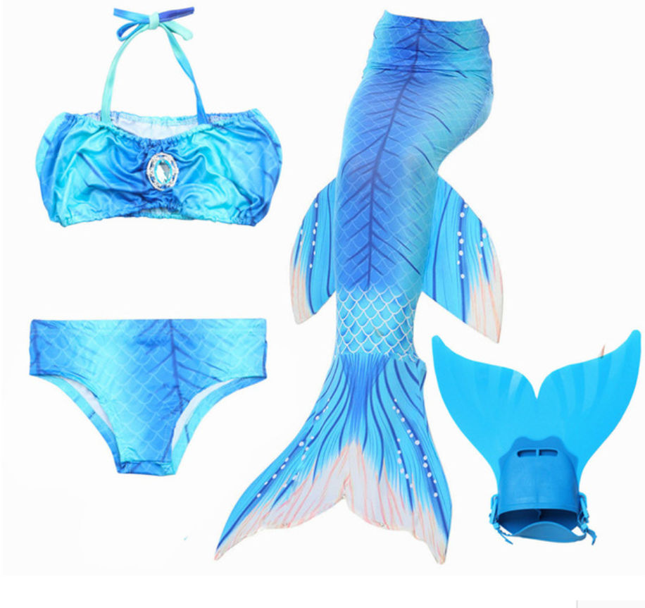 Mermaid Swim Tail Swimsuit Bikini Swimmable for Kids N with Fins Monofin Flipper for Girls