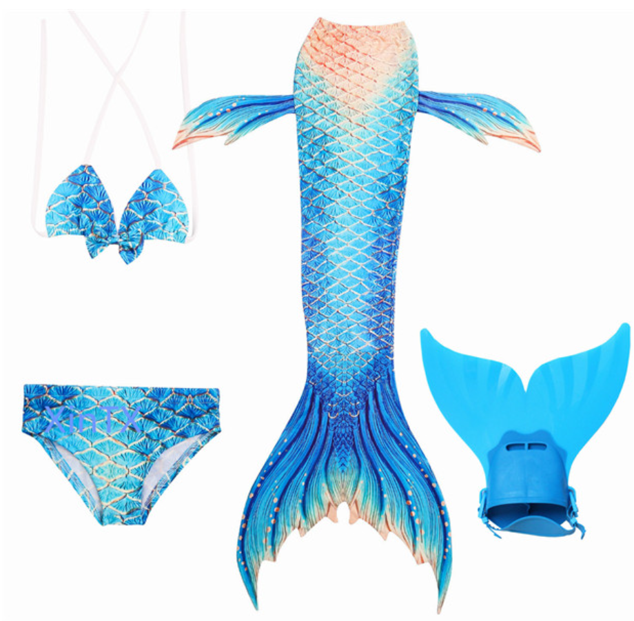 Mermaid Swim Tail Swimsuit Bikini Swimmable for Kids P with Fins Monofin Flipper for Girls
