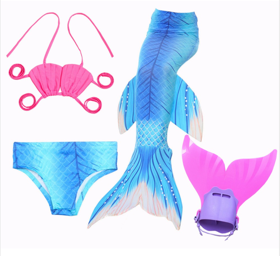 Mermaid Swim Tail Swimsuit Bikini Swimmable for Kids A with Fins Monofin Flipper for Girls