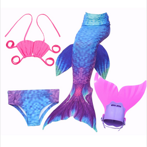 Mermaid Swim Tail Swimsuit Bikini Swimmable for Kids C with Fins Monofin Flipper for Girls