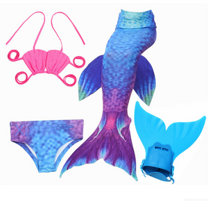Mermaid Swim Tail Swimsuit Bikini Swimmable for Kids F with Fins Monofin Flipper for Girls