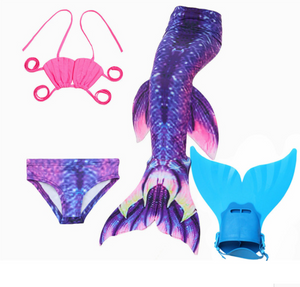 Mermaid Swim Tail Swimsuit Bikini Swimmable for Kids G with Fins Monofin Flipper for Girls