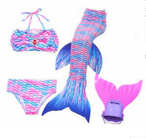Mermaid Swim Tail Swimsuit Bikini Swimmable for Kids H with Fins Monofin Flipper for Girls