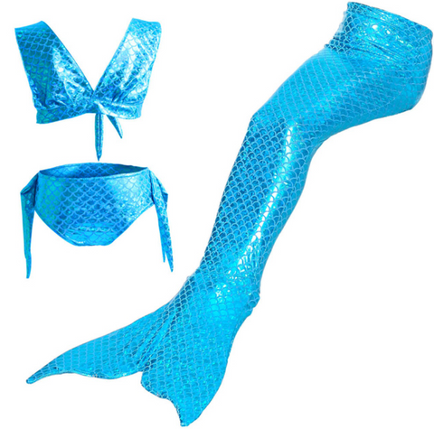 Kids Swimmable Mermaid Swimsuit Bikini for Cheap Blue Girls Mermaid Tails For Swimming Cosplay