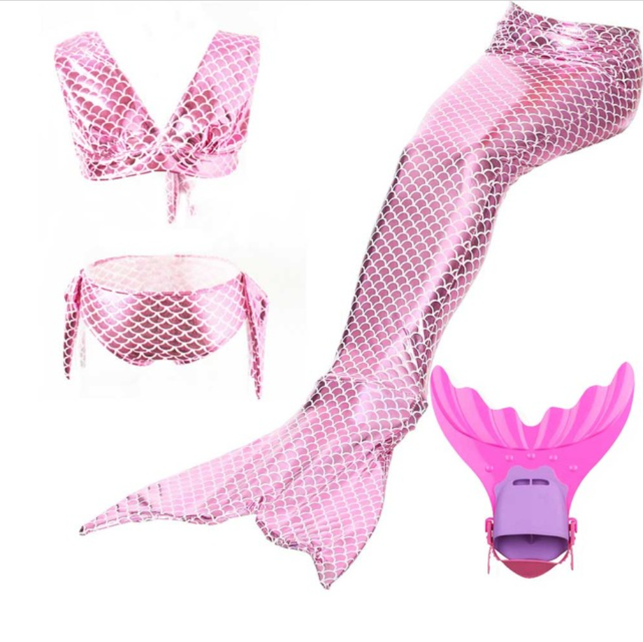 Kids Swimmable Mermaid Swimsuit Bikini Light Pink for Cheap Mermaid Tail with Fins Monofin Flipper for Girls