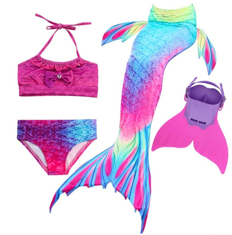 Kids Best Mermaid Tails for Swimming Swimsuit Bikini I with Fins Monofin Flipper for Girls