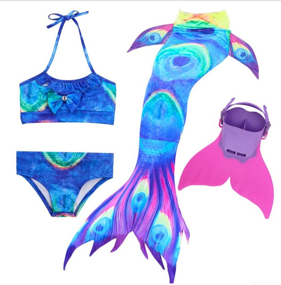 Kids Best Mermaid Tails for Swimming Swimsuit Bikini J with Fins Monofin Flipper for Girls