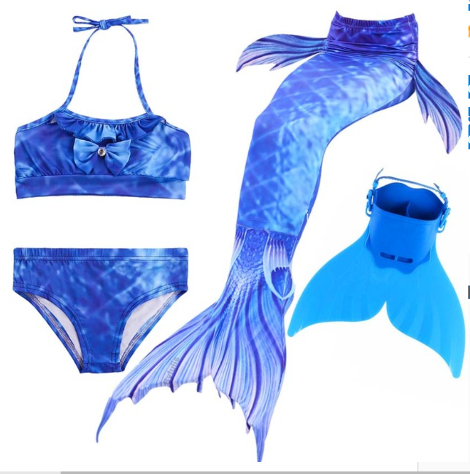 Kids Best Mermaid Tails for Swimming Swimsuit Bikini L with Fins Monofin Flipper for Girls