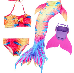 Kids Best Mermaid Tails for Swimming Swimsuit Bikini N with Fins Monofin Flipper for Girls