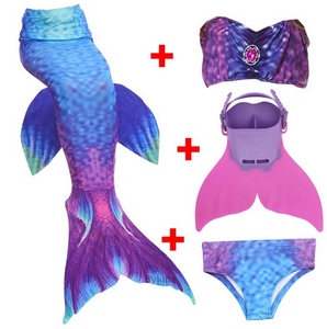 Kids Best Mermaid Tails for Swimming Swimsuit Bikini Q with Fins Monofin Flipper for Girls