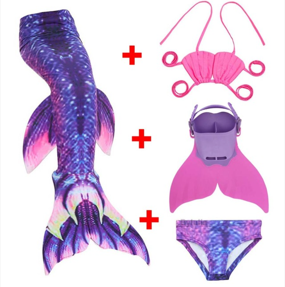 Kids Best Mermaid Tails for Swimming Swimsuit Bikini A with Fins Monofin Flipper for Girls