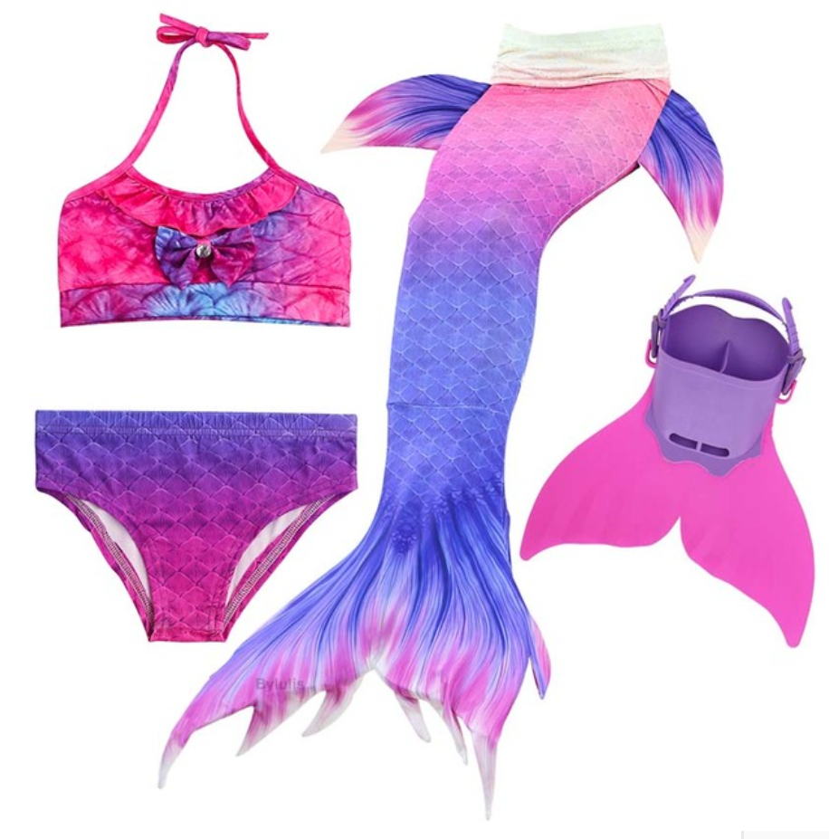 Kids Best Mermaid Tails for Swimming Swimsuit Bikini R with Fins Monofin Flipper for Girls