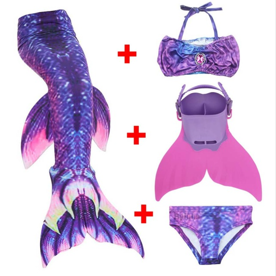 Kids Best Mermaid Tails for Swimming Swimsuit Bikini B with Fins Monofin Flipper for Girls