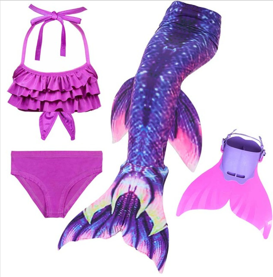 Kids Best Mermaid Tails for Swimming Swimsuit Bikini C with Fins Monofin Flipper for Girls