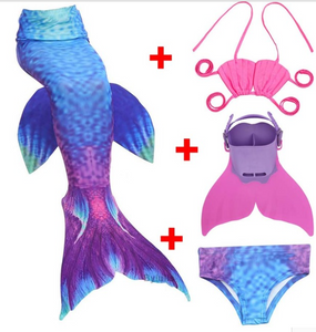 Kids Best Mermaid Tails for Swimming Swimsuit Bikini D with Fins Monofin Flipper for Girls