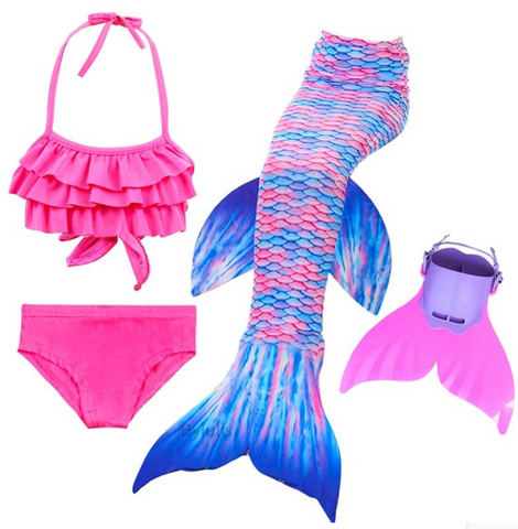 Kids Best Mermaid Tails for Swimming Swimsuit Bikini E with Fins Monofin Flipper for Girls