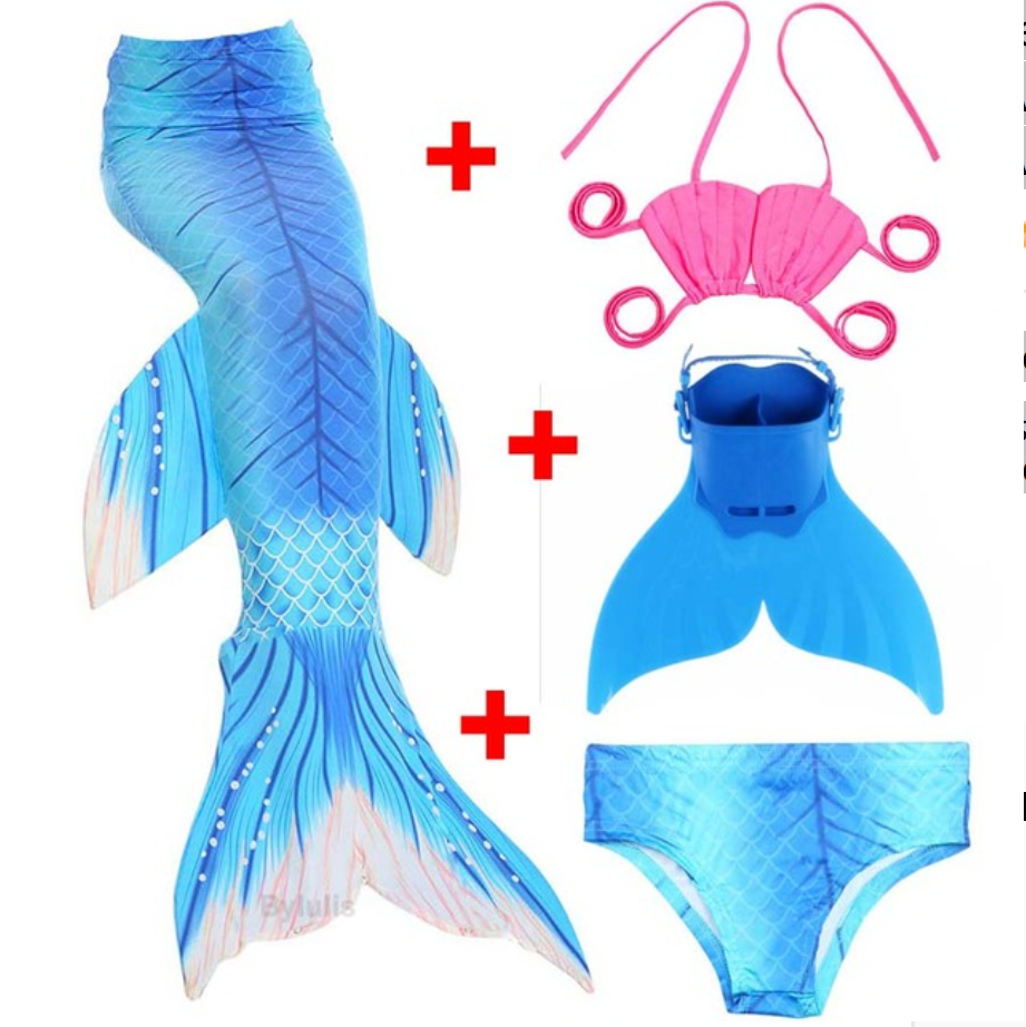 Kids Best Mermaid Tails for Swimming Swimsuit Bikini F with Fins Monofin Flipper for Girls