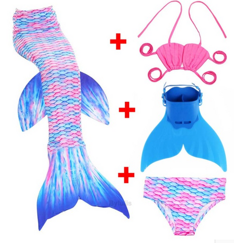 Kids Best Mermaid Tails for Swimming Swimsuit Bikini H with Fins Monofin Flipper for Girls