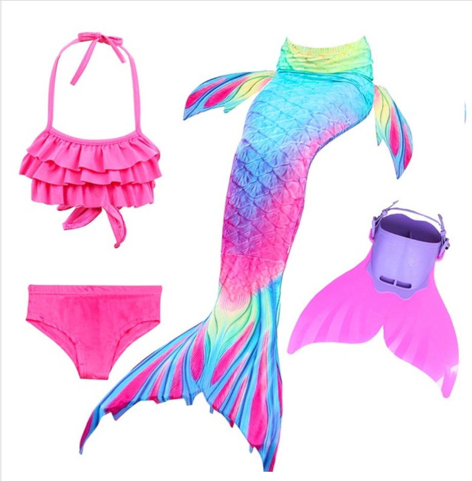 Kids Best Mermaid Tails for Swimming Swimsuit Bikini T with Fins Monofin Flipper for Girls