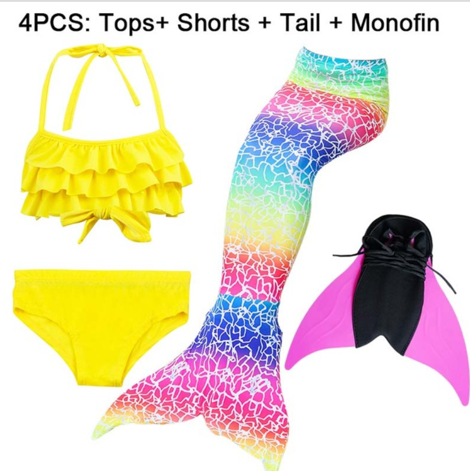 Girls Best Kids Mermaid Tail Swimwear Bikini for Swimming G with Fins Monofin Flipper for Girls