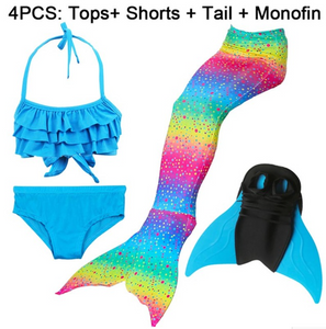Girls Best Kids Mermaid Tail Swimwear Bikini for Swimming J with Fins Monofin Flipper for Girls