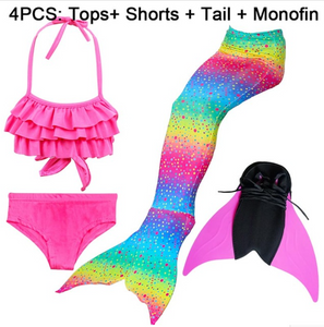 Girls Best Kids Mermaid Tail Swimwear Bikini for Swimming K with Fins Monofin Flipper for Girls
