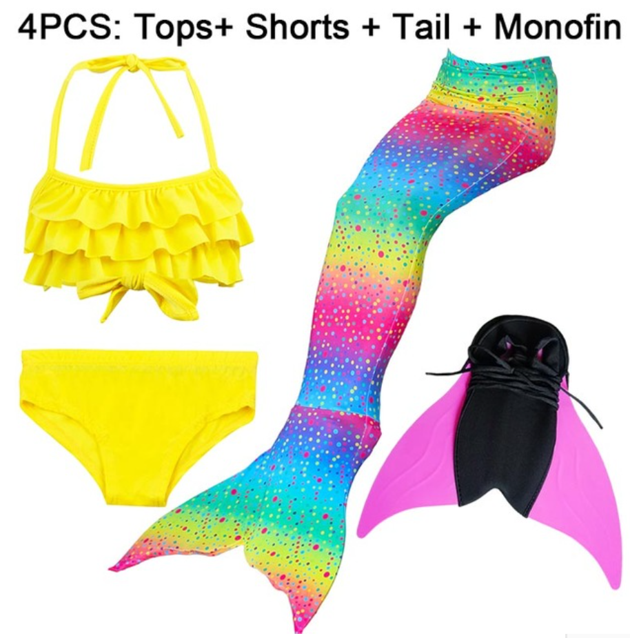 Girls Best Kids Mermaid Tail Swimwear Bikini for Swimming L with Fins Monofin Flipper for Girls