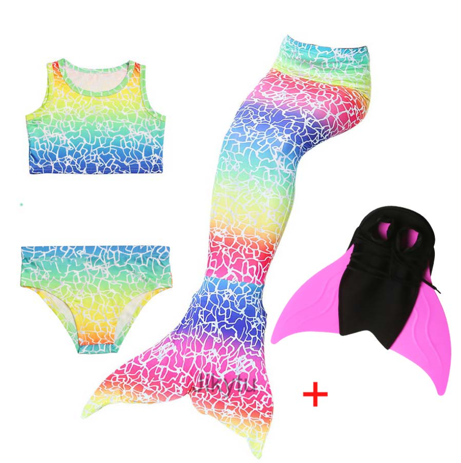Girls Best Kids Mermaid Tail Swimwear Bikini for Swimming A with Fins Monofin Flipper for Girls