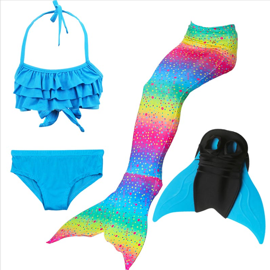 Girls Best Kids Mermaid Tail Swimwear Bikini for Swimming B with Fins Monofin Flipper for Girls