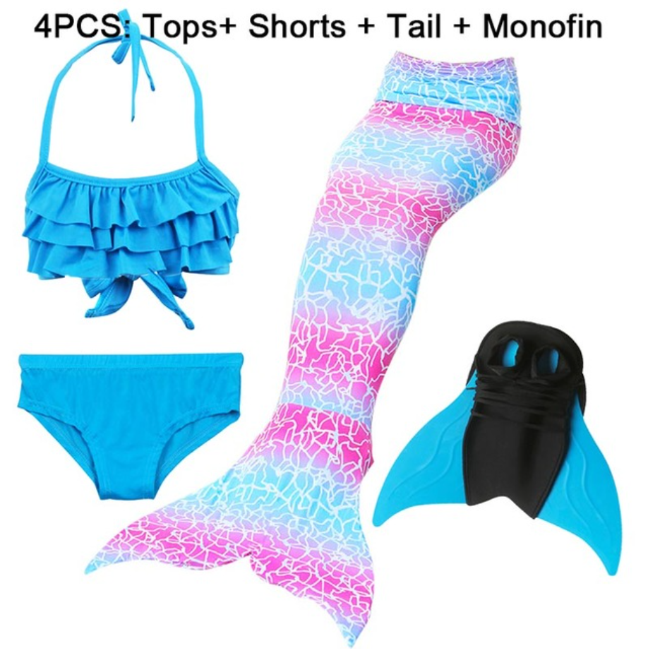 Girls Best Kids Mermaid Tail Swimwear Bikini for Swimming C with Fins Monofin Flipper for Girls