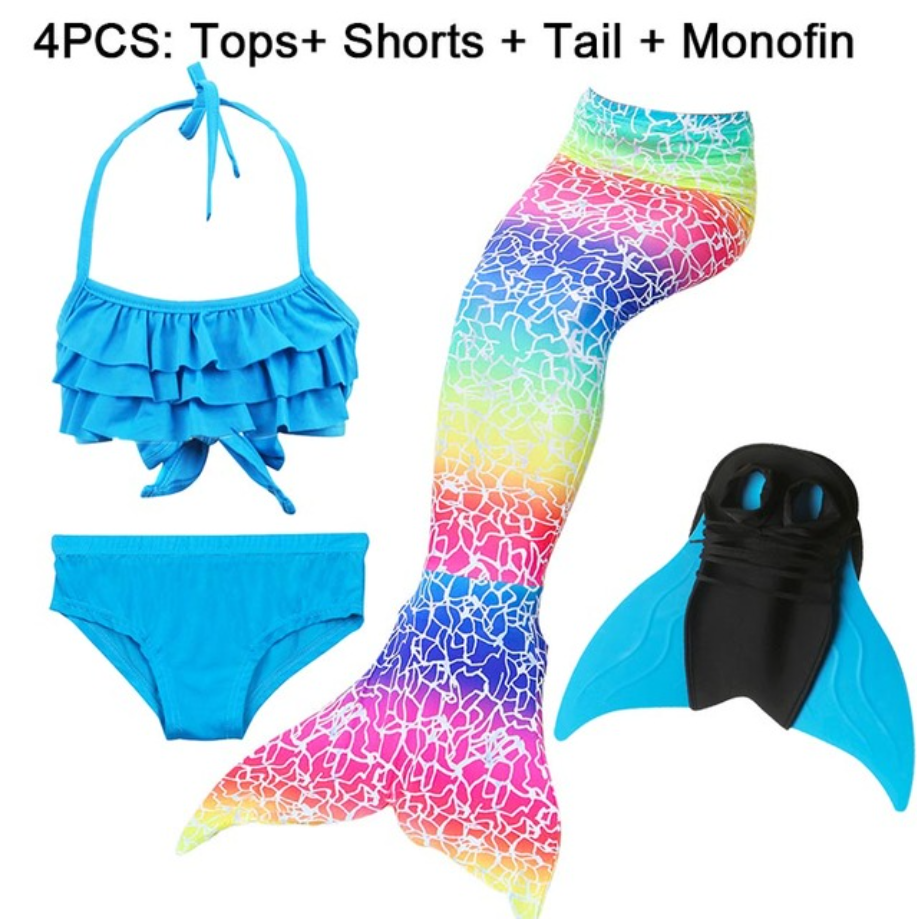 Girls Best Kids Mermaid Tail Swimwear Bikini for Swimming E with Fins Monofin Flipper for Girls