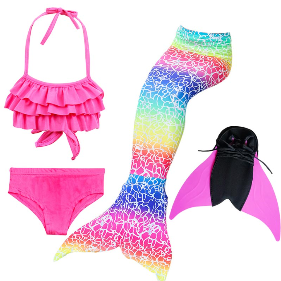 Girls Best Kids Mermaid Tail Swimwear Bikini for Swimming M with Fins Monofin Flipper for Girls