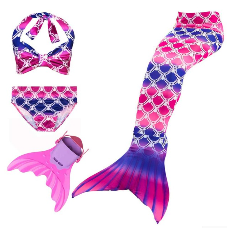 Cheap Mermaid Swim Tail for Girls Swimmable Swimwear Bikini F with Fins Monofin Flipper