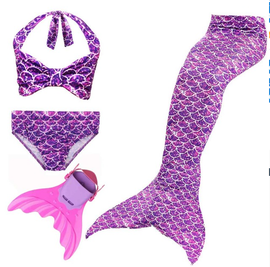 Cheap Mermaid Swim Tail for Girls Swimmable Swimwear Bikini G with Fins Monofin Flipper