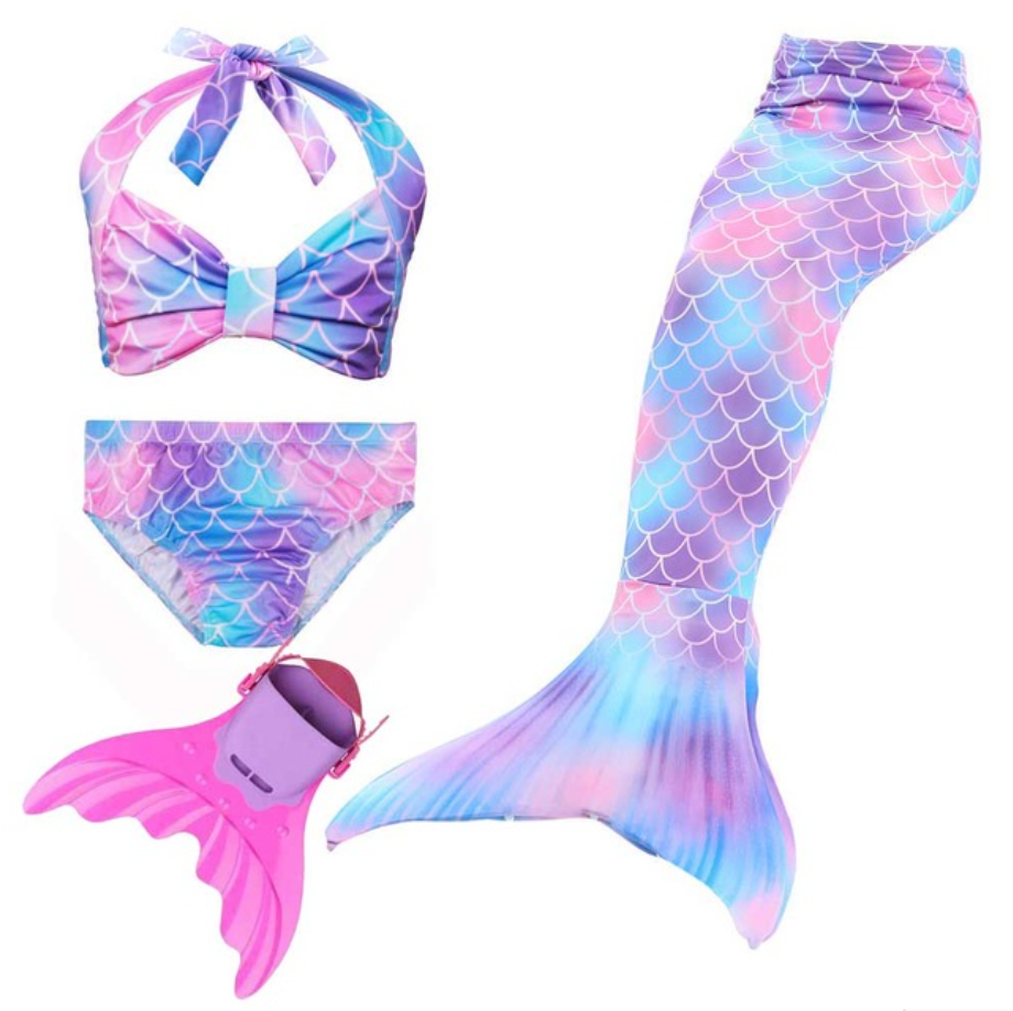 Cheap Mermaid Swim Tail for Girls Swimmable Swimwear Bikini H with Fins Monofin Flipper