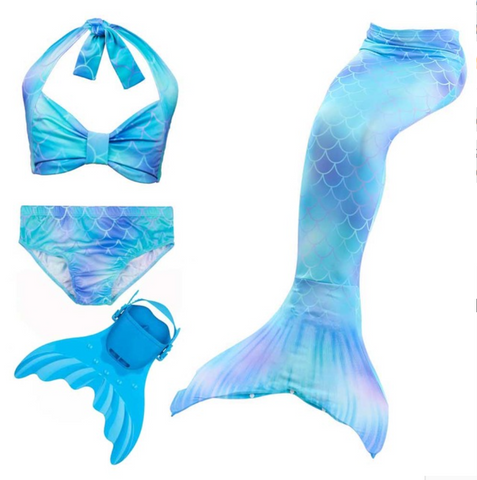 Cheap Mermaid Swim Tail for Girls Swimmable Swimwear Bikini I with Fins Monofin Flipper
