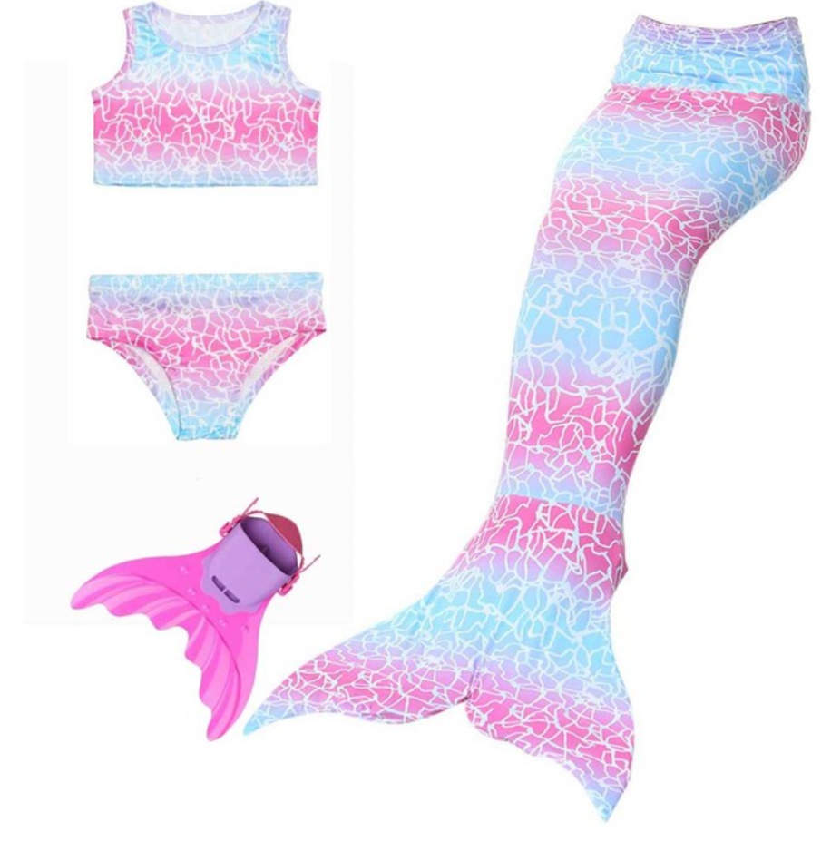 Cheap Mermaid Swim Tail for Girls Swimmable Swimwear Bikini A with Fins Monofin Flipper