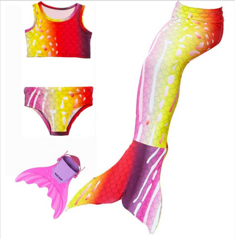 Cheap Mermaid Swim Tail for Girls Swimmable Swimwear Bikini C with Fins Monofin Flipper