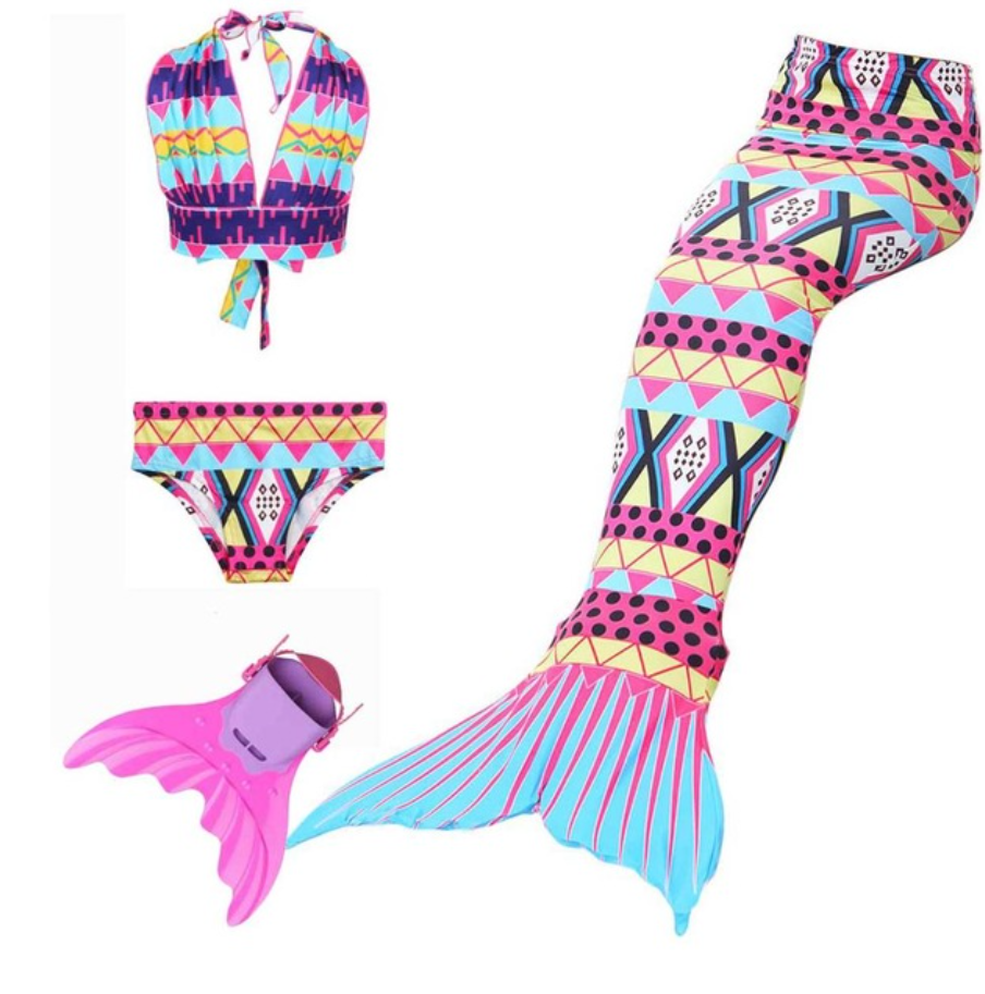Cheap Mermaid Swim Tail for Girls Swimmable Swimwear Bikini E with Fins Monofin Flipper