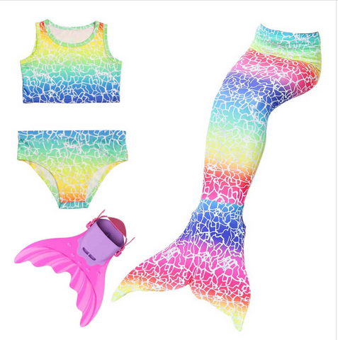 Cheap Mermaid Swim Tail for Girls Swimmable Swimwear Bikini J with Fins Monofin Flipper