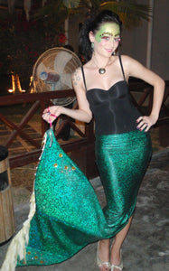Ariel Green Mermaid Tail with Black Tops Arile Tail Cosplay Costume