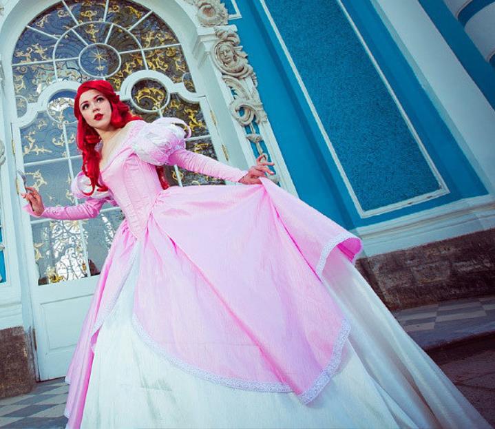 strapless open back dress Ariel Pink Dress Costume Princess Ariel Cosplay Dress – Mermaidcosplay