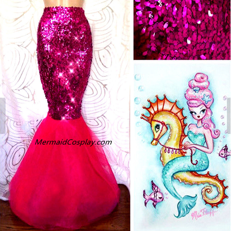 Custom Purple Sequins Sexy Mermaid Skirt for Women