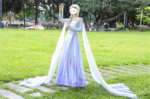 Frozen 2 Elsa White Dress, Princess Elsa Cosplay Costume