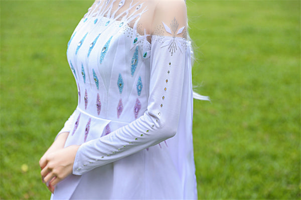 Frozen 2 Elsa White Dress, Princess Elsa Cosplay Costume