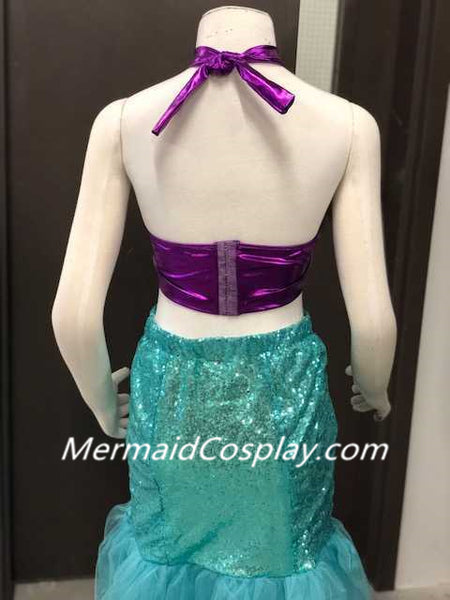 Purple Top Green Mermaid Costume Fins Fish Mermaid Tail Cosplay Costume