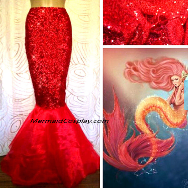 Sexy Long Red Mermaid Style Skirt for Women